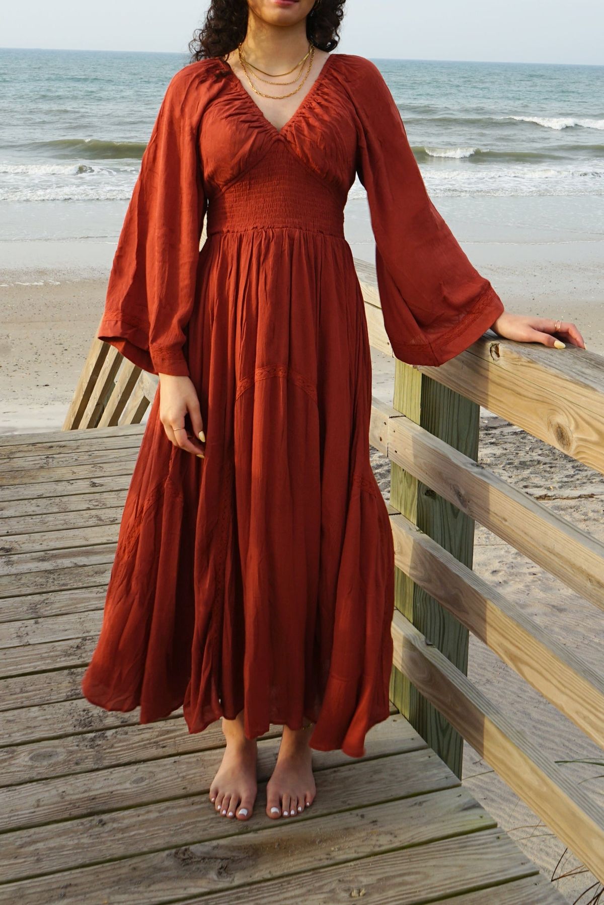 long sleeve dresses_Brulé Scarlett Maxi Dress - M