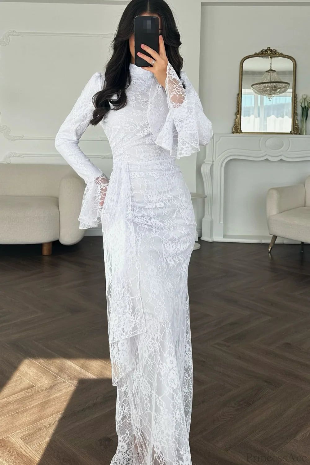long sleeve dresses_Sexy Lace Long Sleeve Bodycon Maxi Evening Dress