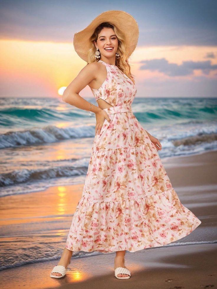 maxi dresses_STYLEWORD Women's Summer Floral Halter Maxi Dress Vacation Semi Formal 2026