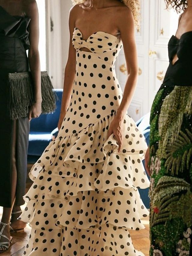 maxi dresses_A-Line Floor Length Prom Dresses Elegant Celebrity Style Princess Sleeveless Sweetheart Garden Party Wedding Chiffon with Ruched Ruffles Print 2025 - $169.99