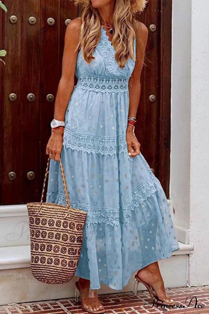 maxi dresses_Bohemian Beach Graceful Maxi Dress - Blue M