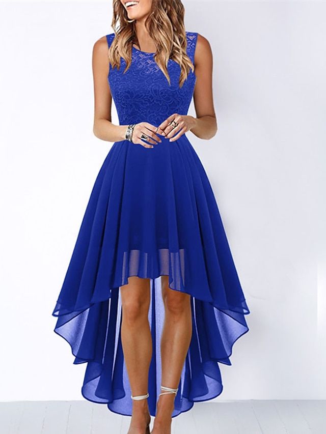 maxi dresses_Women's Cocktail Party Dress Lace Dress Swing Dress Long Dress Maxi Dress Black Pink Wine Sleeveless Pure Color Lace Fall Spring Summer Crew Neck Fashion 2023 S M L XL XXL 3XL 2025 - $37.99