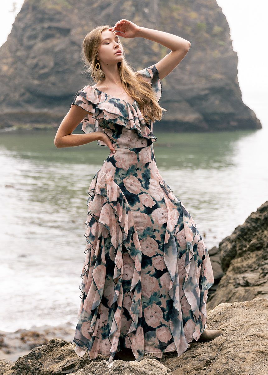 maxi dresses_Sylvia Dress in Cool Watercolor