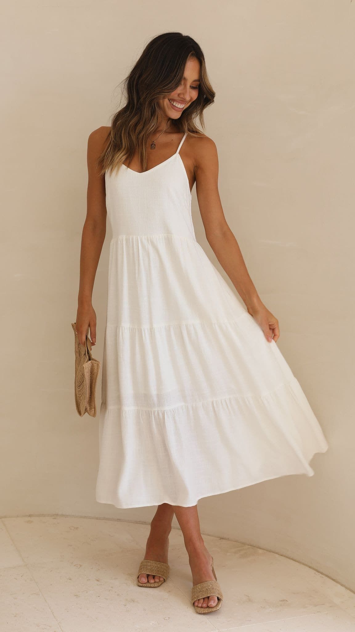 maxi dresses_Zoey Midi Dress - White - 14 / White
