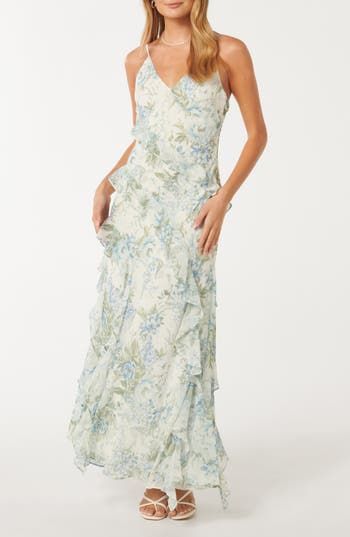 maxi dresses_Ever New Poppy Floral Ruffle Maxi Dress in Light Merton Floral at Nordstrom, Size 12