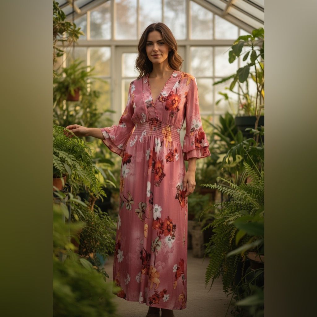 maxi dresses_Seven Islands New York Dresses | #356 Floral Pink Maxi Dress | Color: Pink | Size: Various