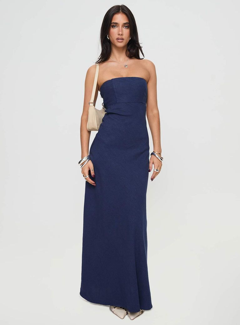 maxi dresses_Yahir Strapless Maxi Dress Navy