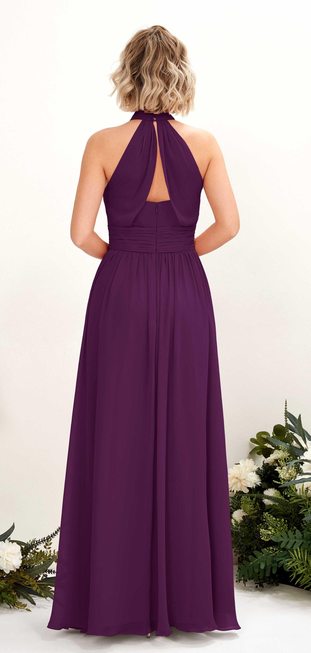 maxi dresses_Elegant Grape Chiffon Bridesmaid Dress A-Line Floor-Length for Wedding Party | Carlyna