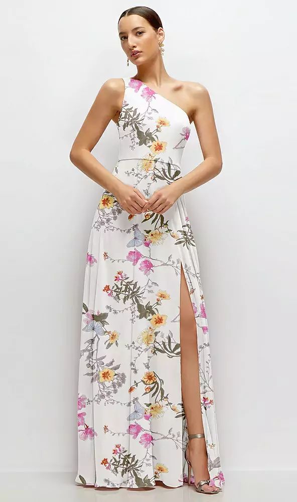 maxi dresses_Chiffon One-Shoulder Maxi Dress with Circle Skirt