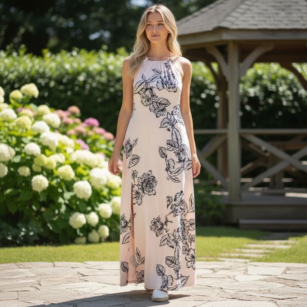 maxi dresses_Candies Dresses | Candies Pink Floral Halter Maxi Dress Women's Large | Color: Black/Pink | Size: L