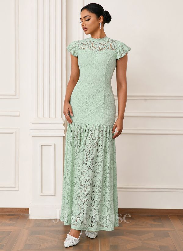 maxi dresses_[US$ 74] Illusion Flutter Sleeve A-line Lace Maxi Dress  - JJ's House