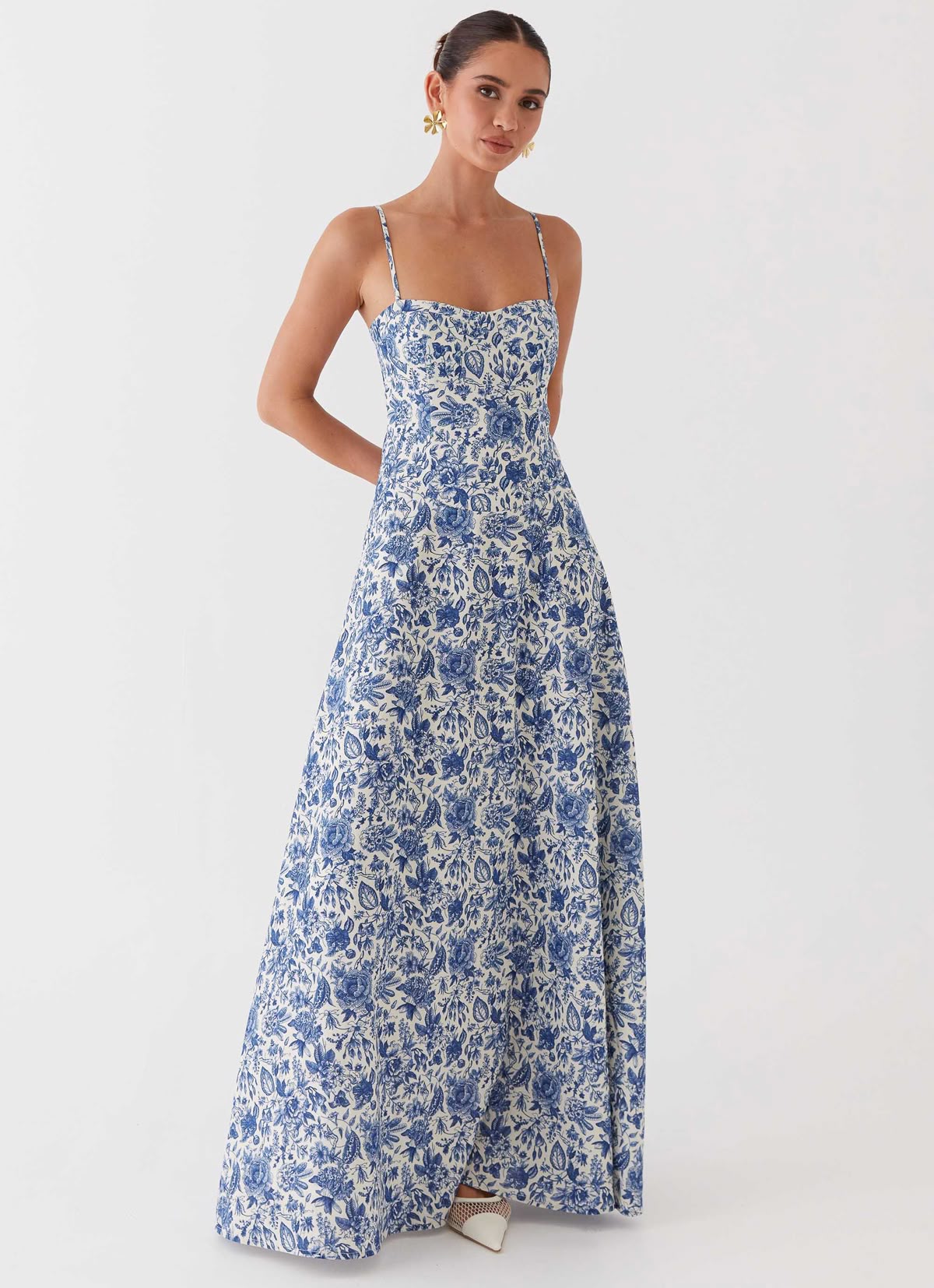 maxi dresses_Angelina Linen Maxi Dress - Blue Paisley