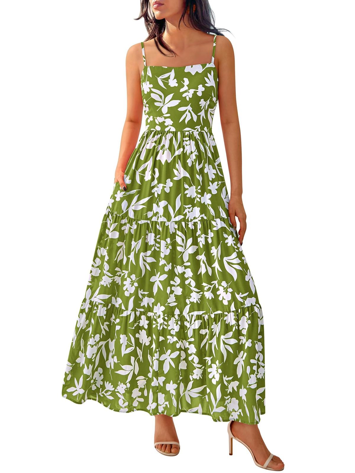 maxi dresses_NOLLSOM Women's Summer Dress 2025 Casual Floral Boho Maxi Dresses Sleeveless Spaghetti Strap Long Beach Sun Dresses