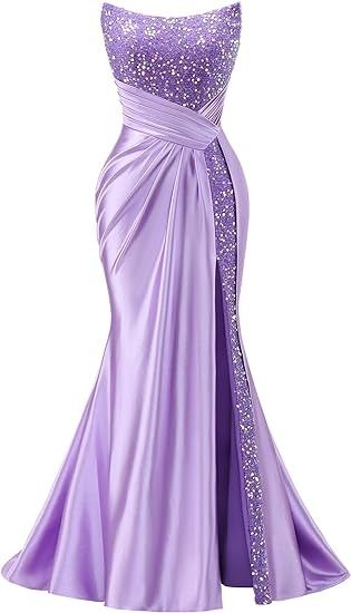 maxi dresses_LVNES Women Sleeveless One Shoulder Sequin Dress Sparkly Glitter Wrap Dress Cocktail Wedding Maxi Dresses with Slit XS-XL