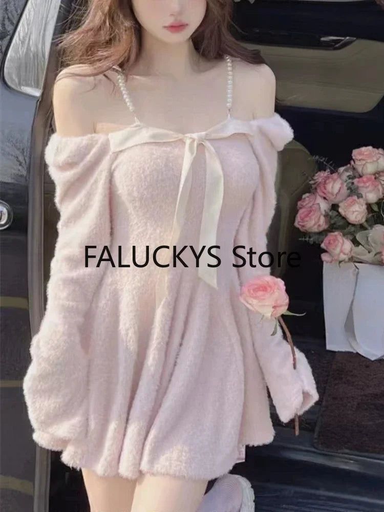 elegant dresses_Yipinpay Sweet Elegant Dress Office Lady Casual Long Sleeve Dress Women Evening Party Slim Sexy Mini Dress Korean Fashion Chic - Mini Dress / S