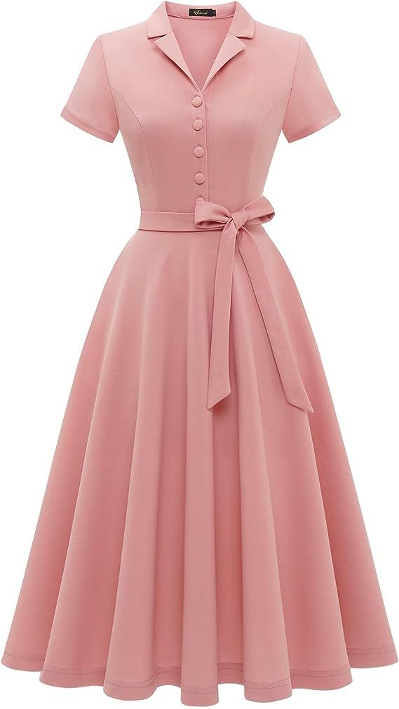 elegant dresses_Wedtrend Women's Vintage Tea Dress, Short Sleeve Cocktail Party Dress Work Church Casual Dress