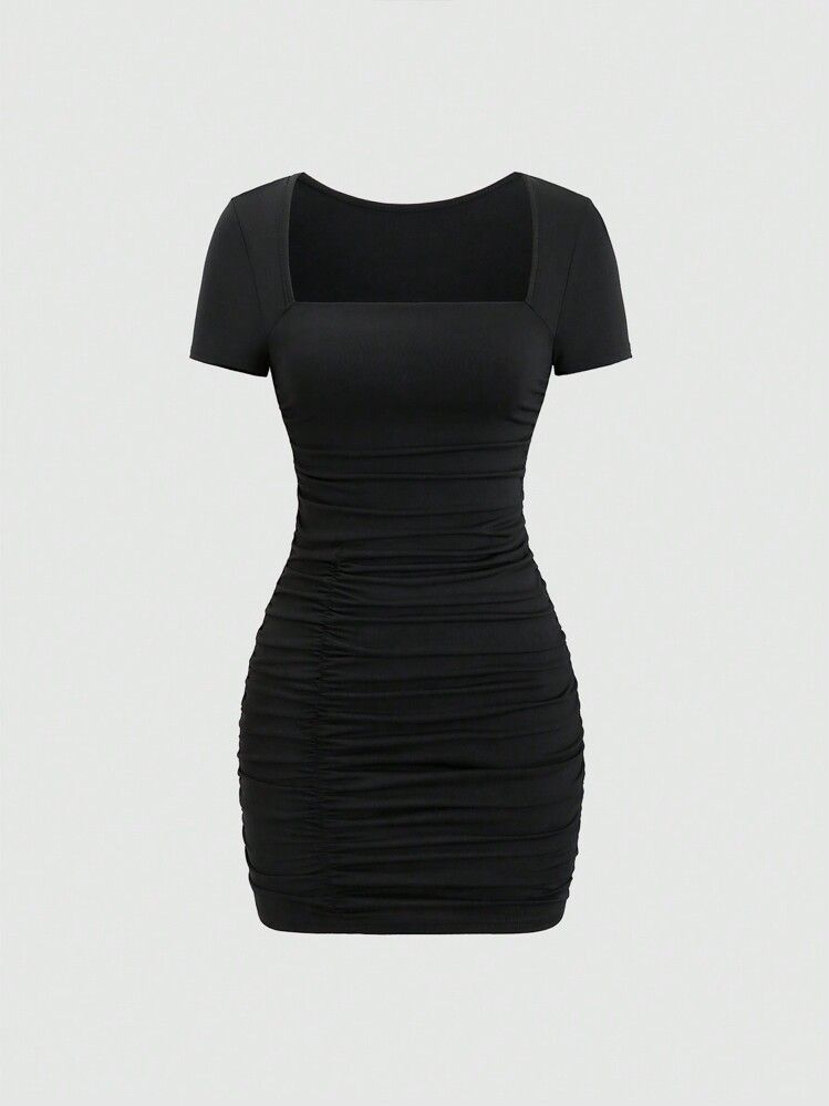 black dresses_Sweetra French Sexy Style Bodycon Dress, Slim-Fit And Bodycon, Showing Charming Female Elegant | SHEIN USA
