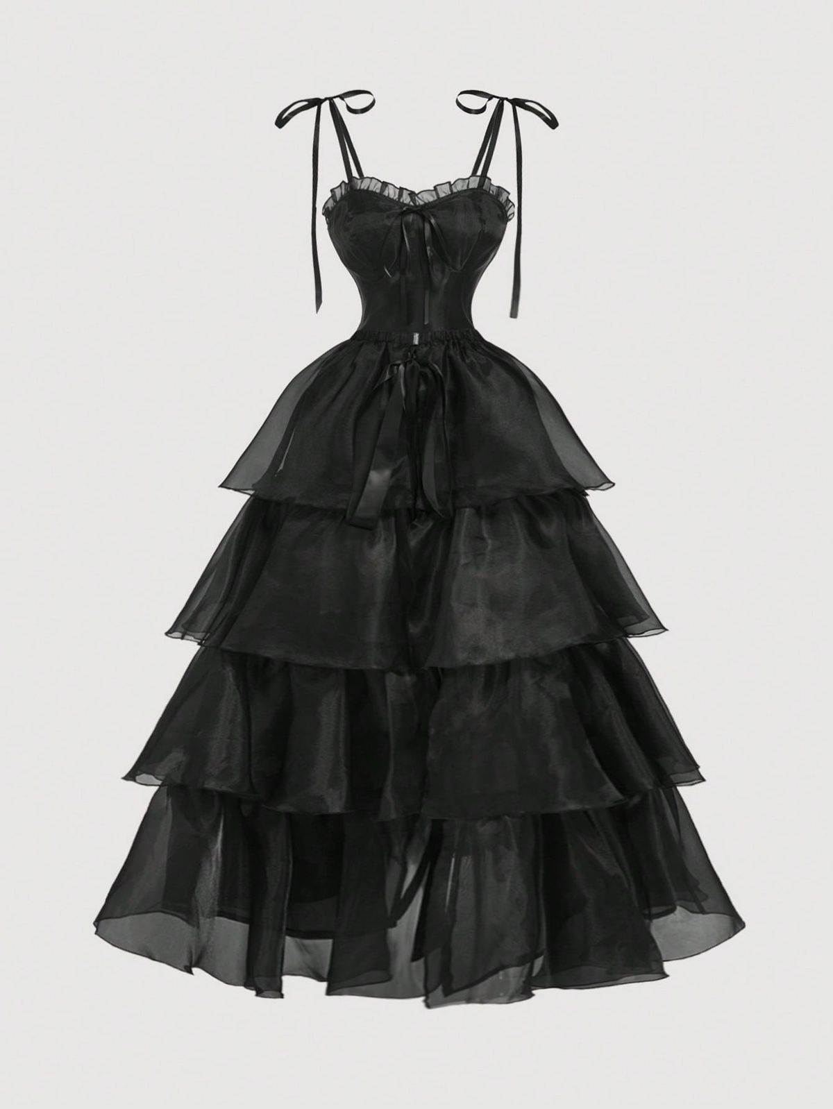 black dresses_Vintage Black Gorgeous 2in1 Dress With Detachable Multiple Skirts - Palace Style,Birthday Dress,Cruise Dress,Stacked Dress, Wedding Guest Dress