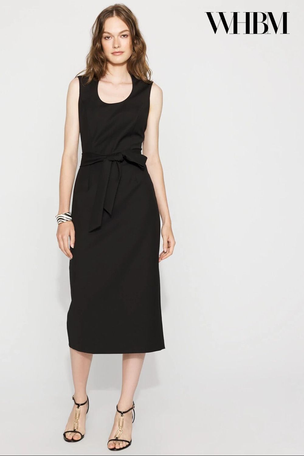 black dresses_Petite Sleeveless Belted Sheath Dress