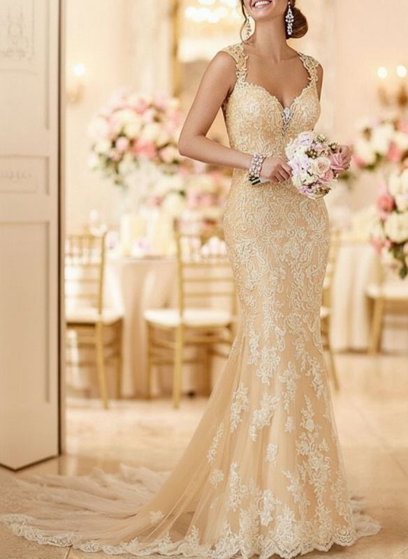 wedding dresses_Backless Wedding Bridal Gowns Mermaid Sleeveless Lace Bridal Gowns
