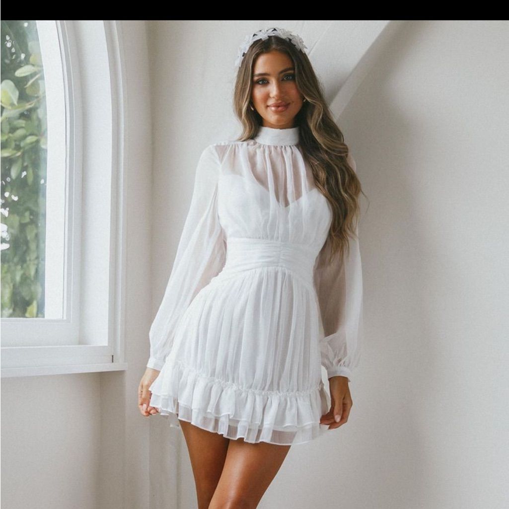 engagement dresses_Selfie Leslie Dresses | Selfie Leslie White Long Sleeved Mini Dress | Color: White | Size: Various