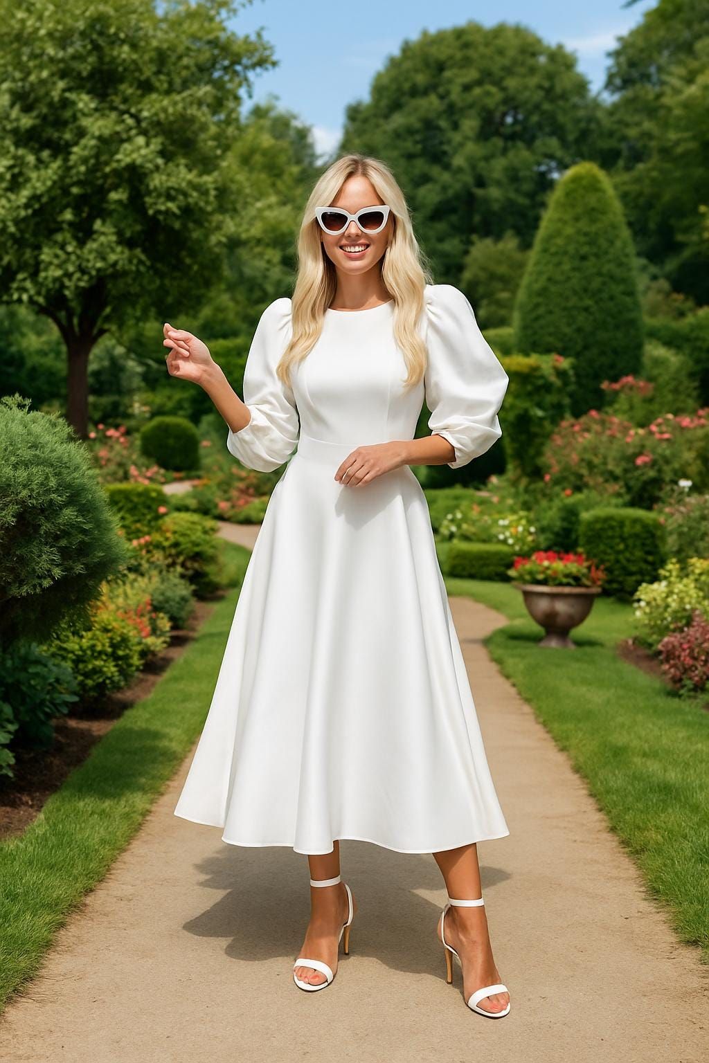 engagement dresses_Simple Wedding Midi Dress: Backless tie, Long sleeve, Rehearshal dinner, Engagement party