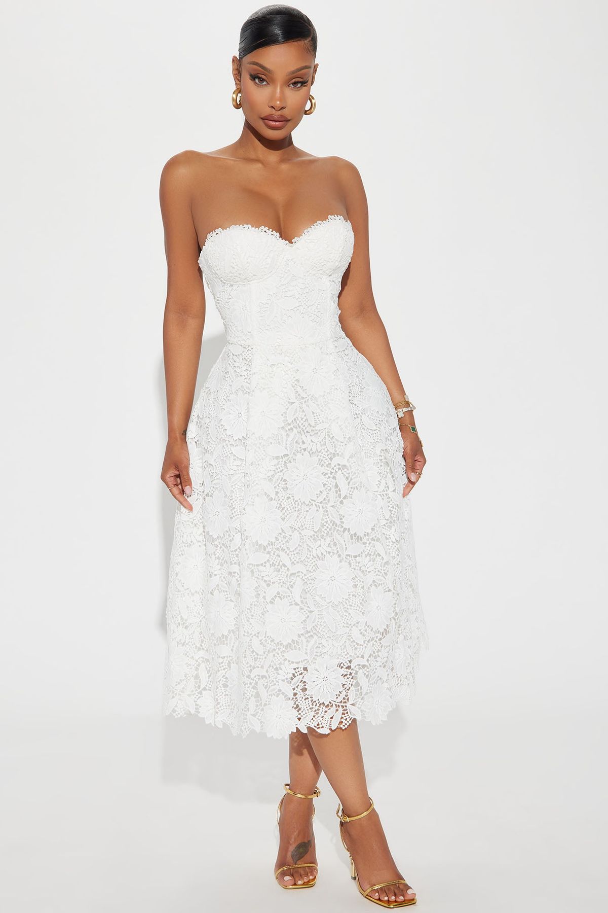 engagement dresses_Isn't She Lovely Lace Midi Dress - White | Fashion Nova