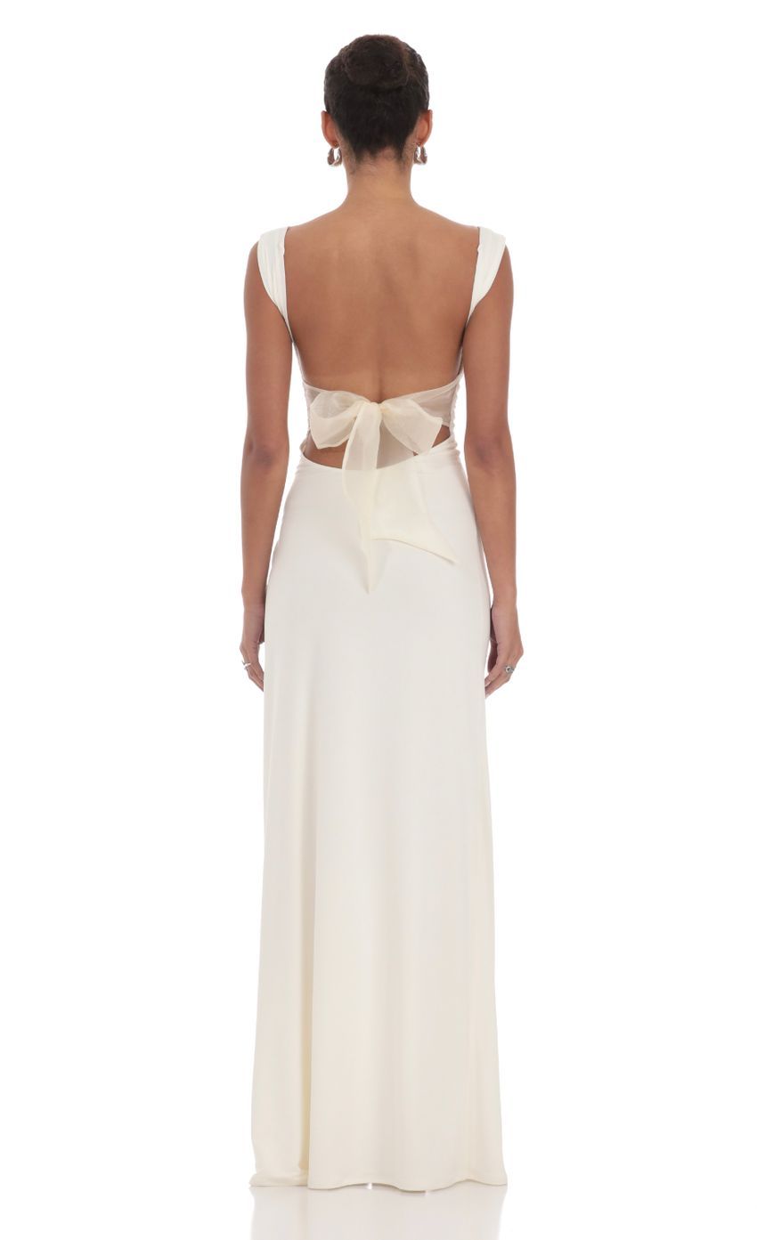 engagement dresses_Open Back Bow Maxi Dress in White