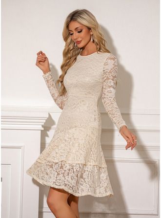 engagement dresses_JJ's House Ruffle Scoop A-line Lace Midi Dress