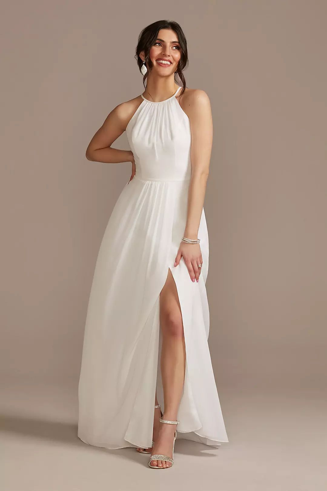engagement dresses_Chiffon A-Line Wedding Dress with Tie Back | David's Bridal