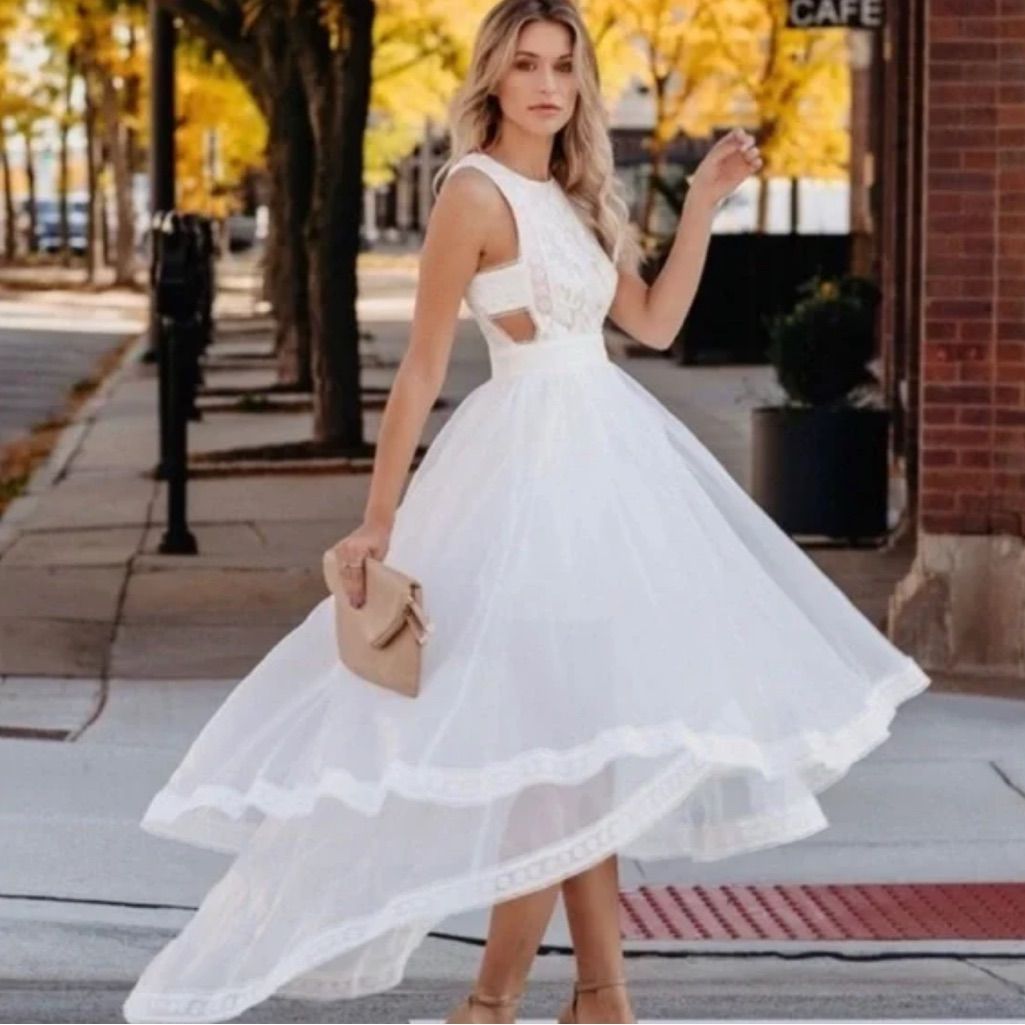 engagement dresses_Ina Dresses | Nwt White Lace And Tulle Dress | Color: White | Size: M