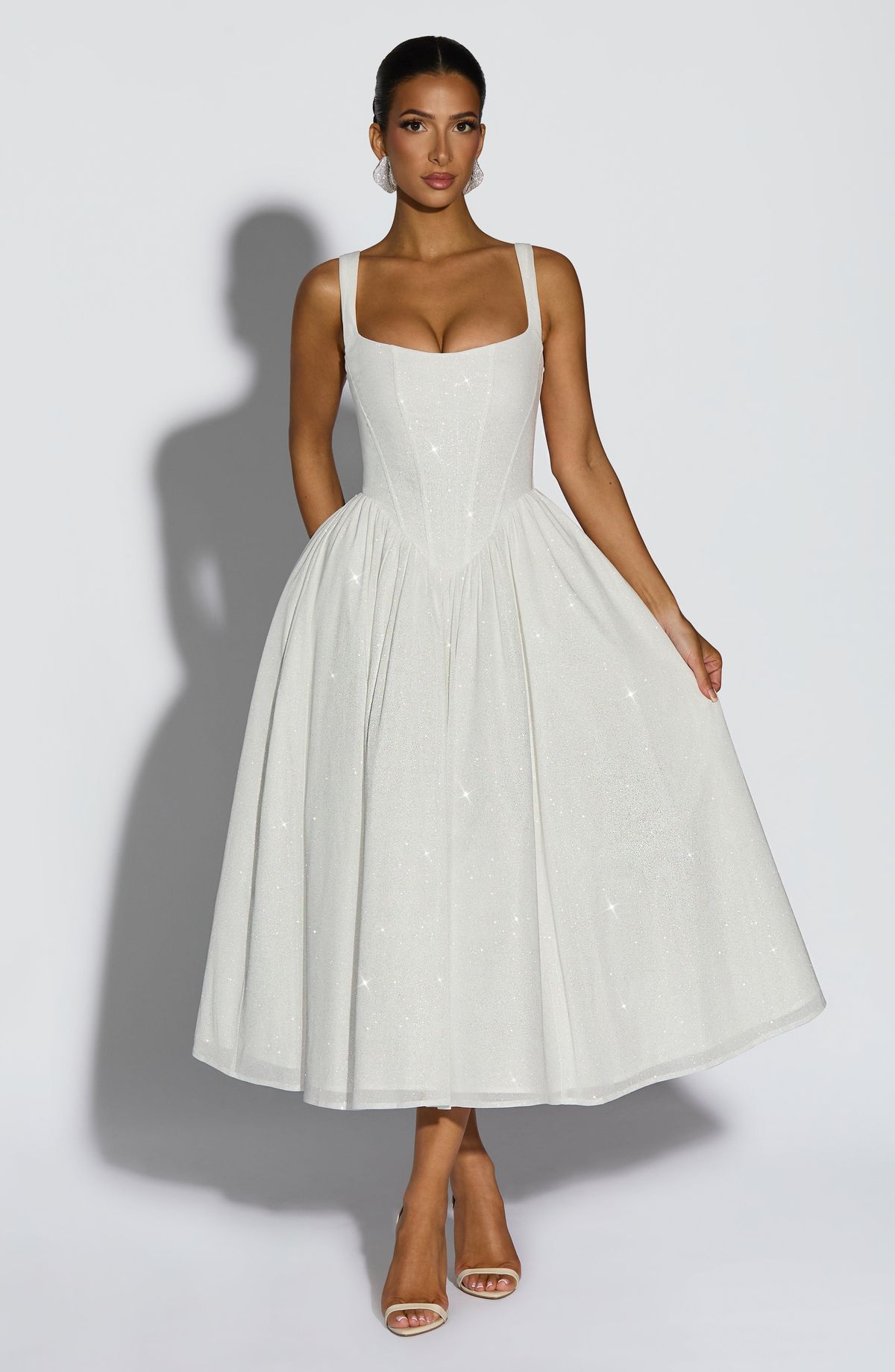 engagement dresses_Vivienne Midi Dress - Ivory Sparkle