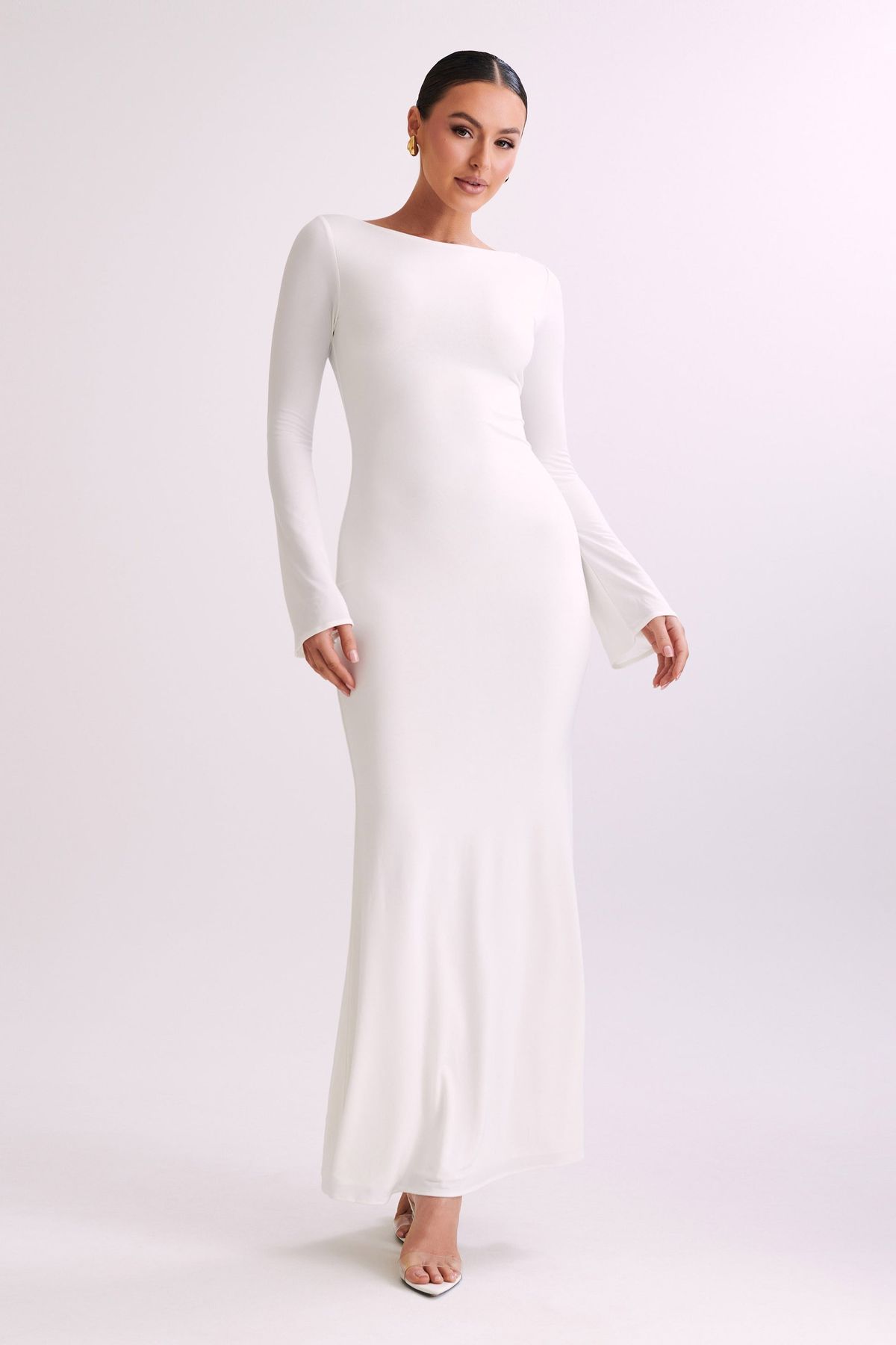 engagement dresses_Tarna Slinky Fishtail Maxi Dress - Ivory