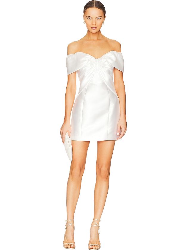 engagement dresses_Elliatt Off Shoulder Polyester Mini Dress - Ivory