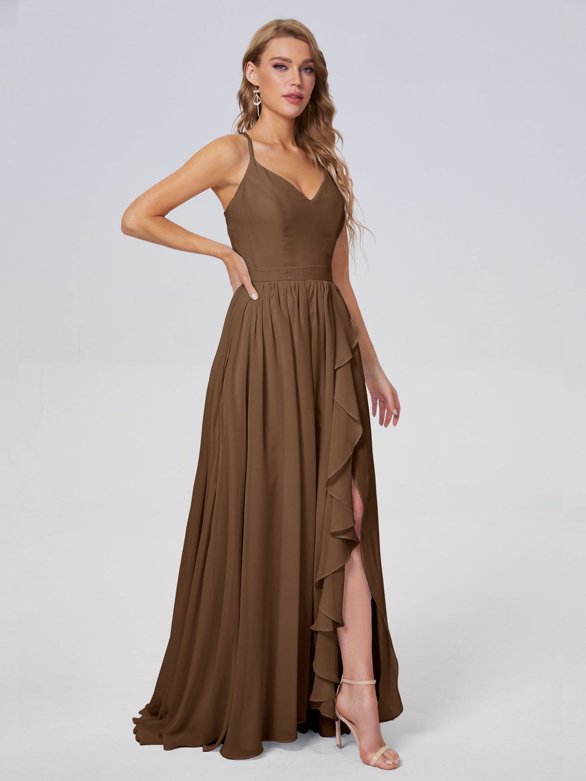 bridesmaid dresses_Teagan Elegant Straps Chiffon Long Bridesmaid Dresses