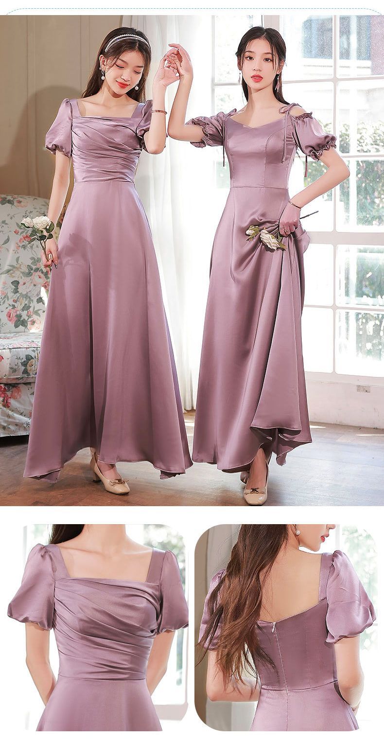 bridesmaid dresses_Sweet Sexy Purple Satin Bridesmaid Long Dress Party Casual Ball Gown