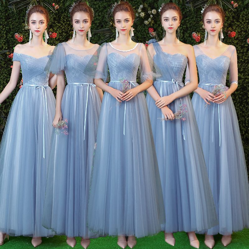 bridesmaid dresses_Chic Beautiful Sky Blue Bridesmaid Dresses 2019 A-Line Princess Sash Floor-Length Long