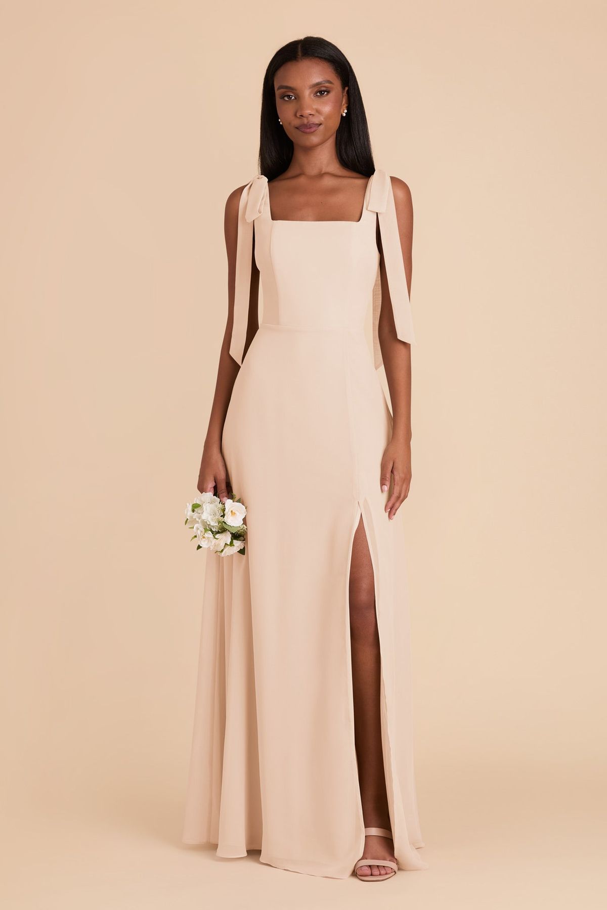 bridesmaid dresses_Alex Chiffon Dress in Champagne | Birdy Grey