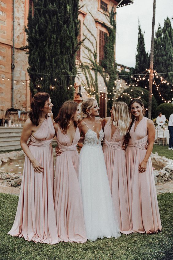 bridesmaid dresses_Light Champagne Floor Length Bridesmaid Dress Convertible Bridesmaid Dress Multiway Dress Infinity Bridesmaid Dress Maternity Dress Ball Gown Wedding