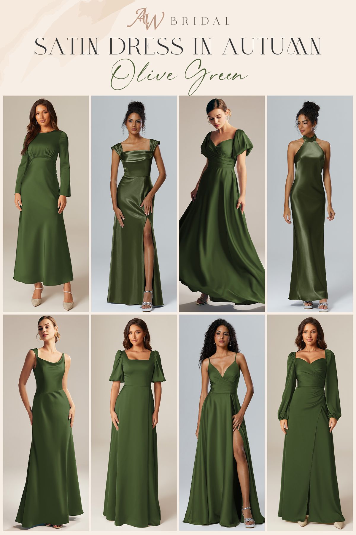 bridesmaid dresses_Green Olive Satin Dresses for Every Occasion
