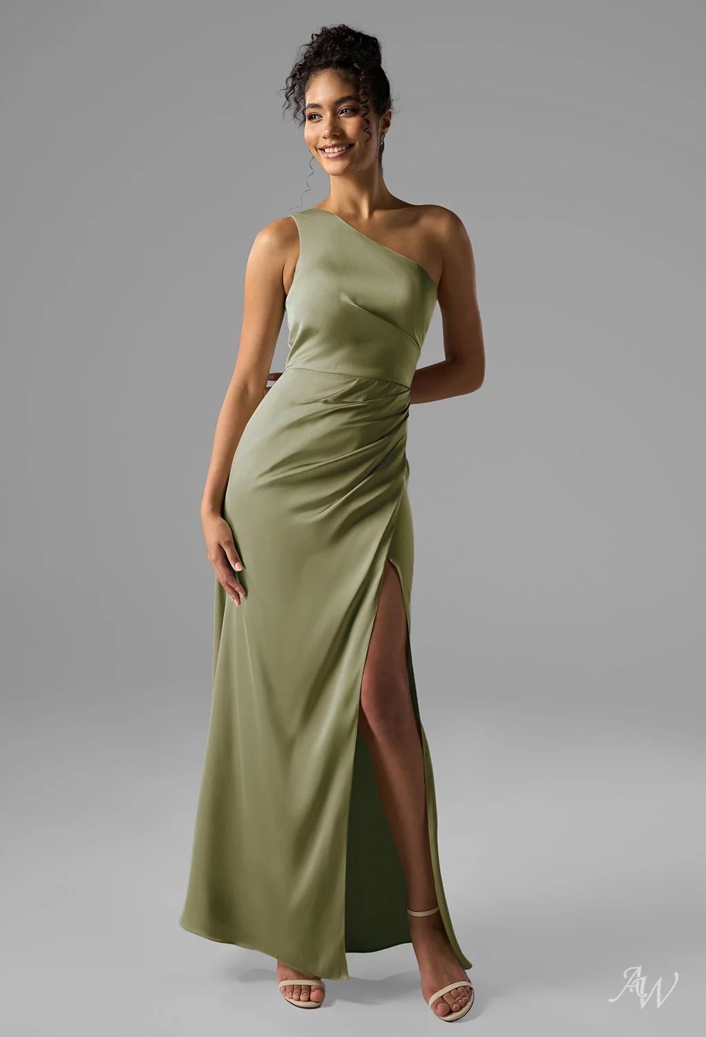 bridesmaid dresses_AW Benedict Dress, Mist Crystal Satin Satin Charmeuse Floor Length One Shoulder Bridesmaid Dresses