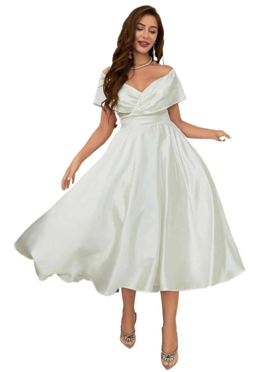 elegant dresses_LXXWMxBH Women 2024 Summer Short Sleeve Dress Off-Shoulder Elegant Hem Cocktail Dress
