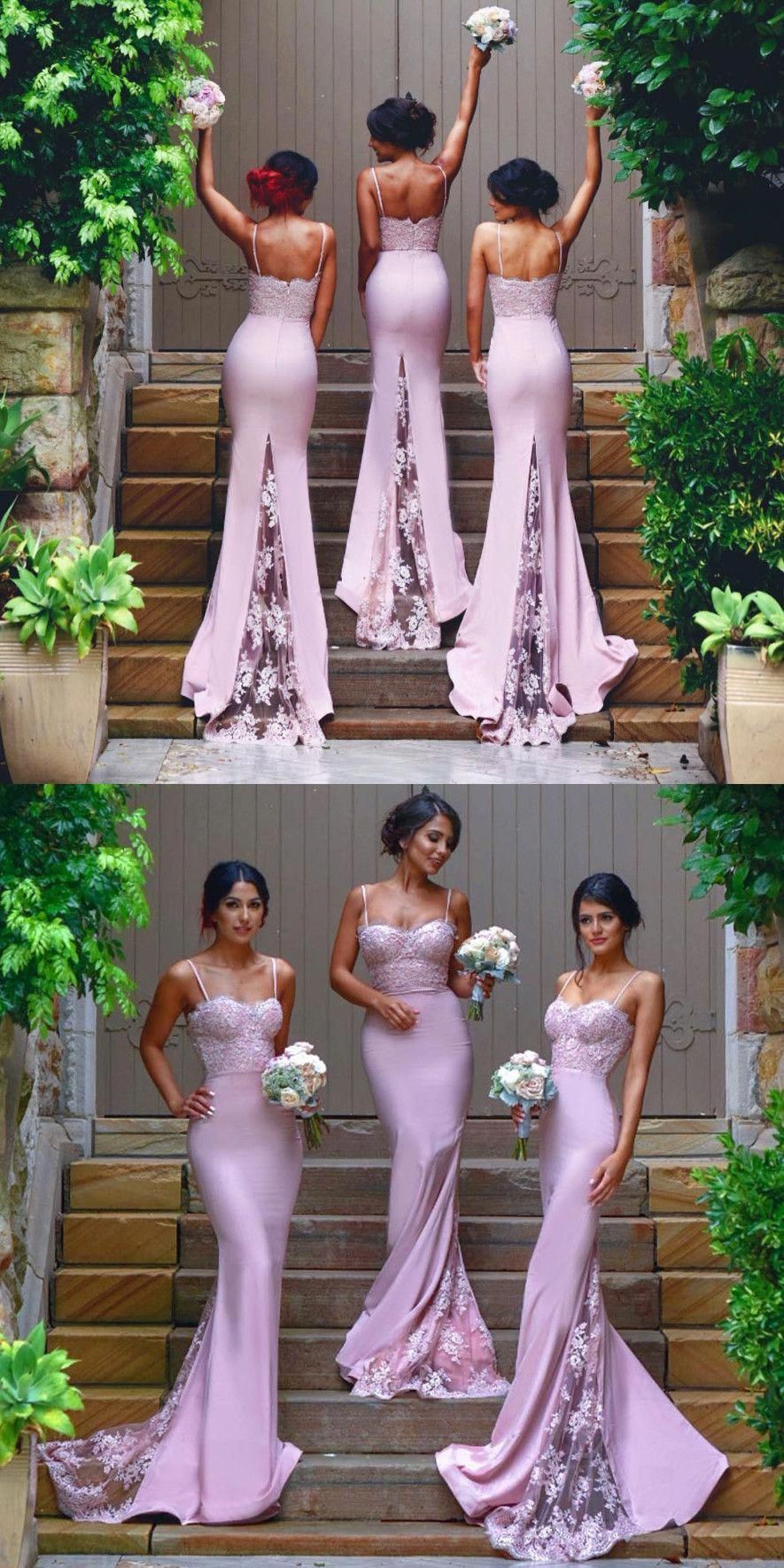bridesmaid dresses_WD0178,Gorgeous Spaghetti Mermaid Long Bridesmaid Dress with Train