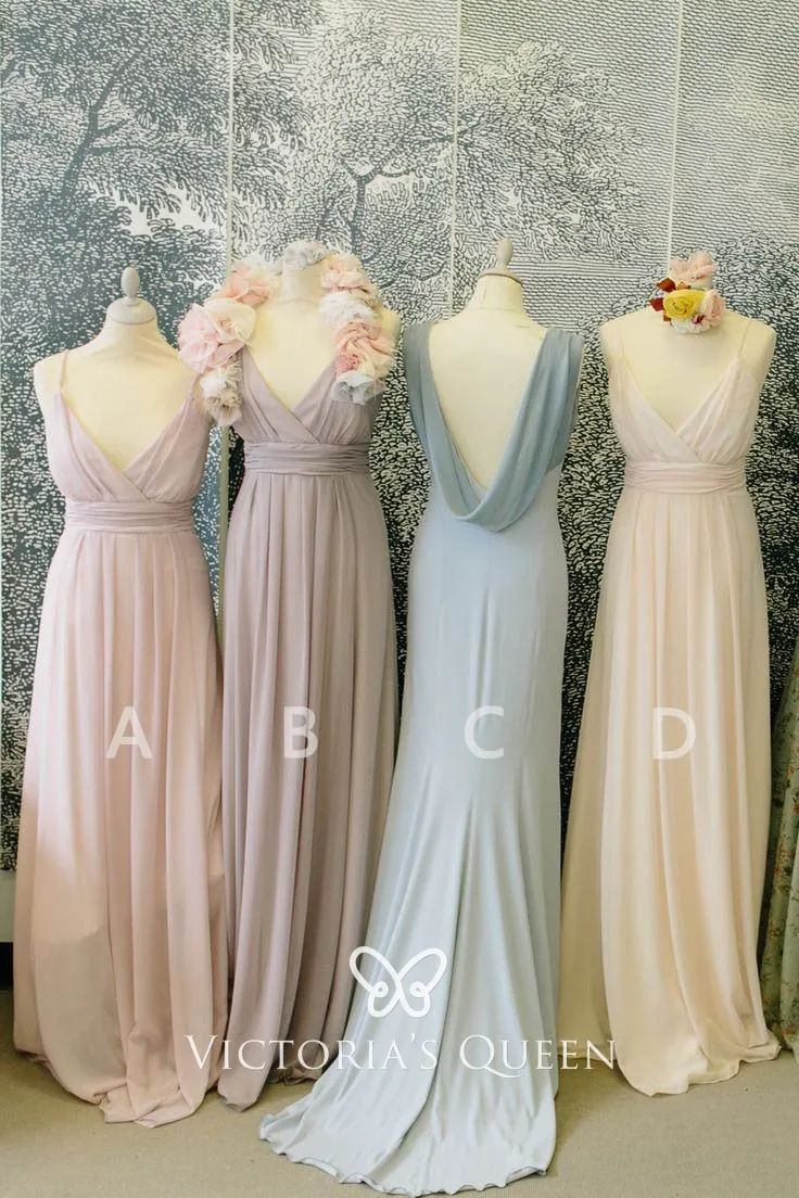 bridesmaid dresses_V-neckline with Spaghetti Straps Bridesmaid Dresses