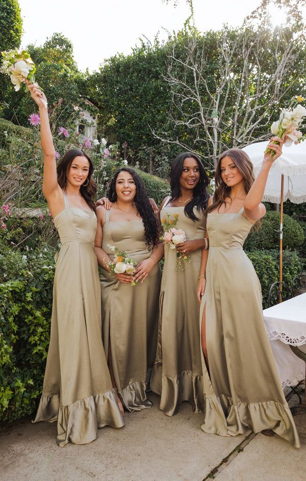 bridesmaid dresses_Clarissa Corset Dress ~ Moss Green Luxe Satin