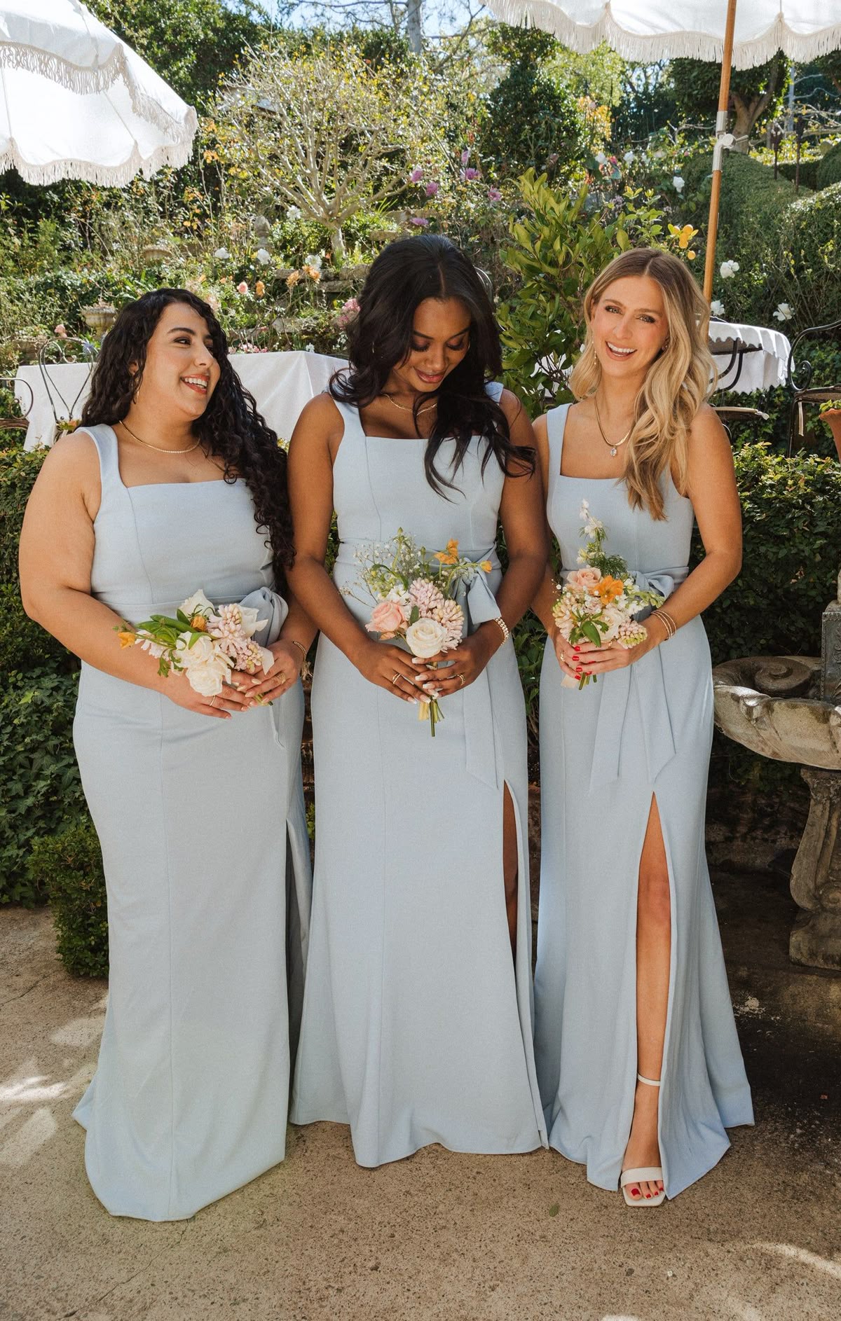 bridesmaid dresses_Paris Gown ~ Steel Blue Stretch