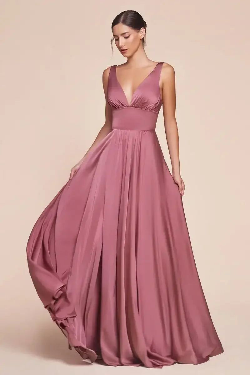 bridesmaid dresses_Kinsley Gown - Mauve Rose - Soft Satin A-line Dress - 2