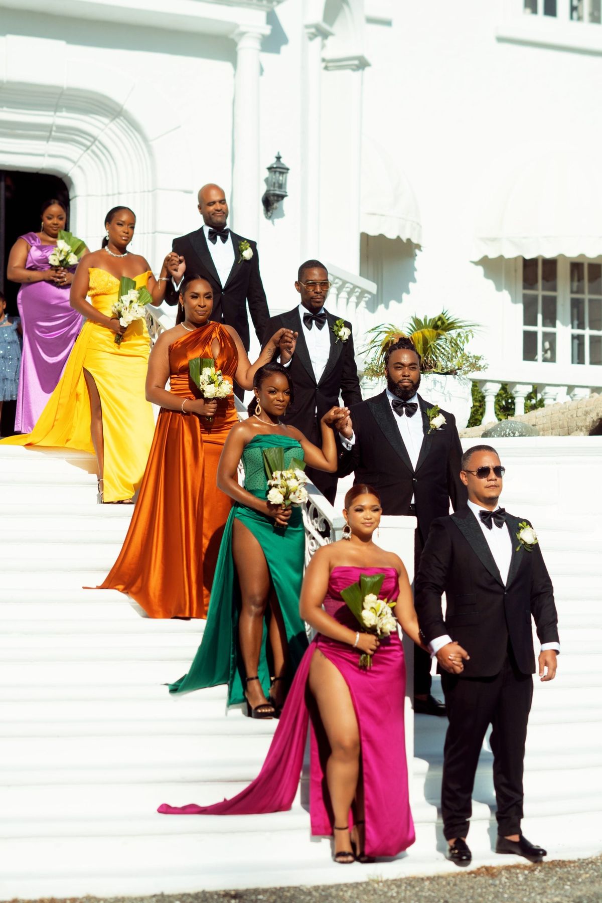 bridesmaid dresses_Bridal Bliss: After Proposing With Three Rings, Mario Married Chanell At A Castle In Jamaica | Essence