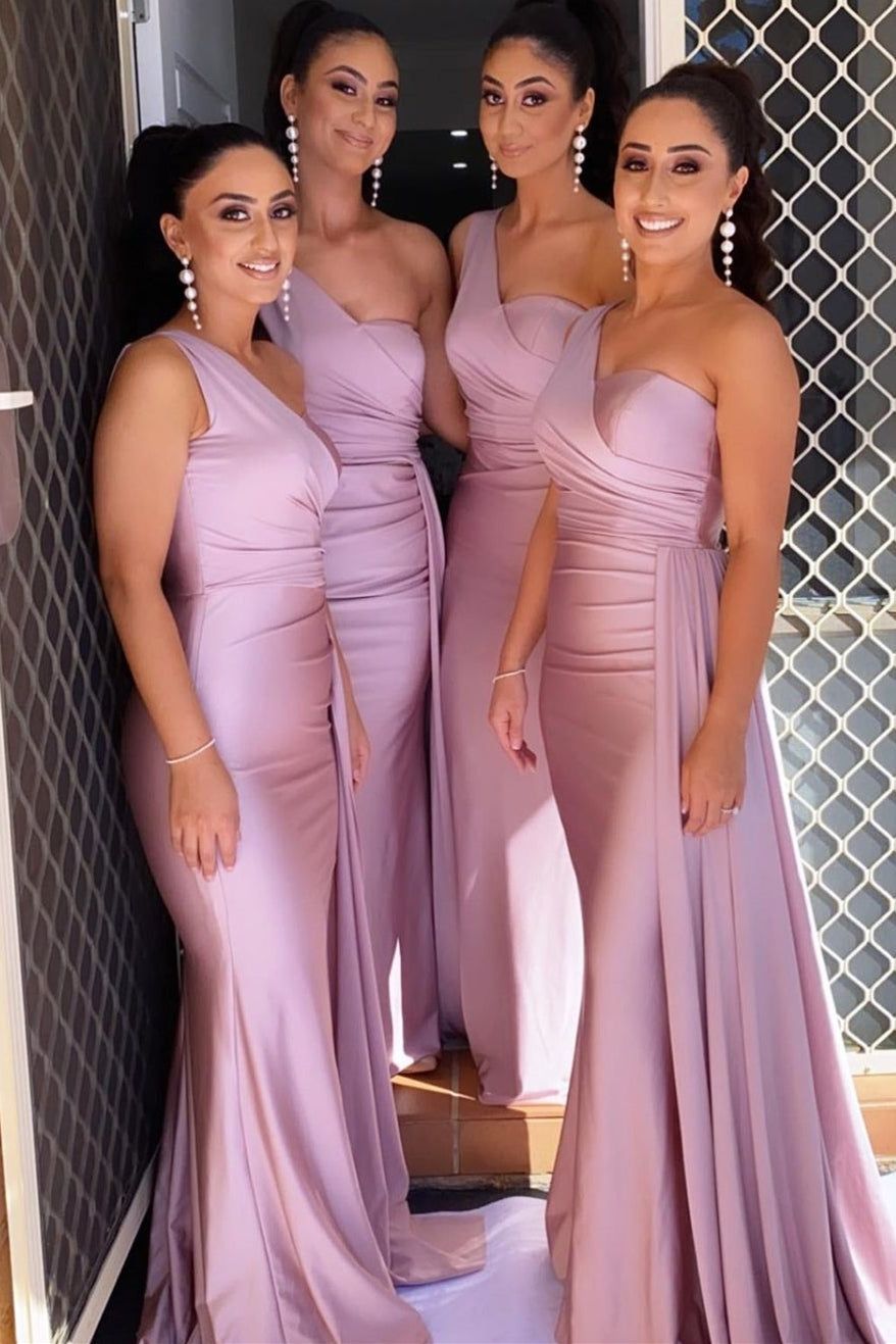 bridesmaid dresses_Mermaid One Shoulder Long Bridesmaid Dress