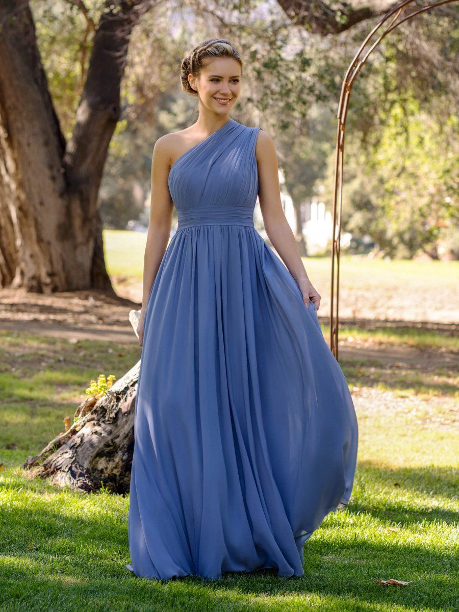 bridesmaid dresses_A-Line One-Shoulder Floor-Length Chiffon Bridesmaid Dress